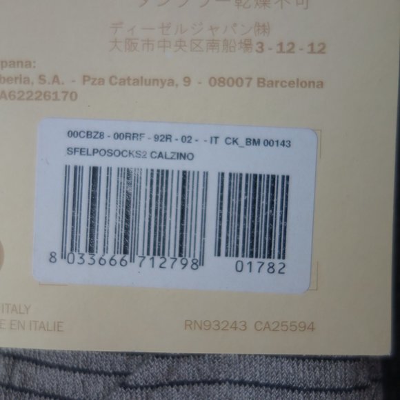 Diesel SFELPOSOCKS2 CALZINO Black and Silver Socks *New with Packaging* - Picture 4 of 9